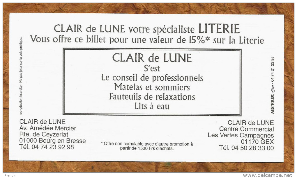 BILLET PUBLICITAIRE NU EROTIQUE AU CLAIR DE LUNE MA CHANDELLE EST MORTE 10 FRANCS VOLTAIRE - Altri & Non Classificati