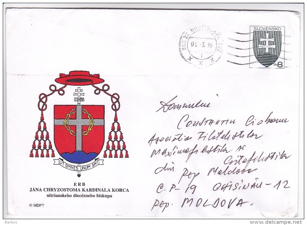 Slovenia   To Moldova ; 1999  ;  Coat Of Arms ; Used Pre-paid Envelope - Slovenia