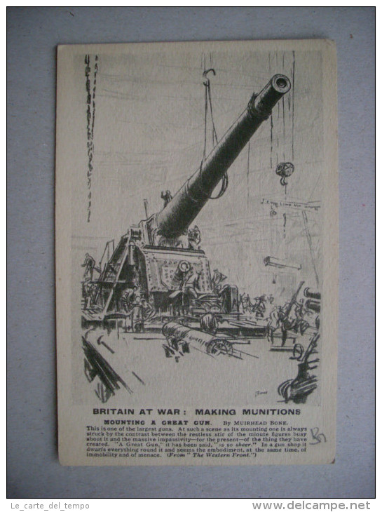 Cartolina Britain At War: Making Munitions. Mounting A Great Gun. Prima Guerra Mondiale - Manovre