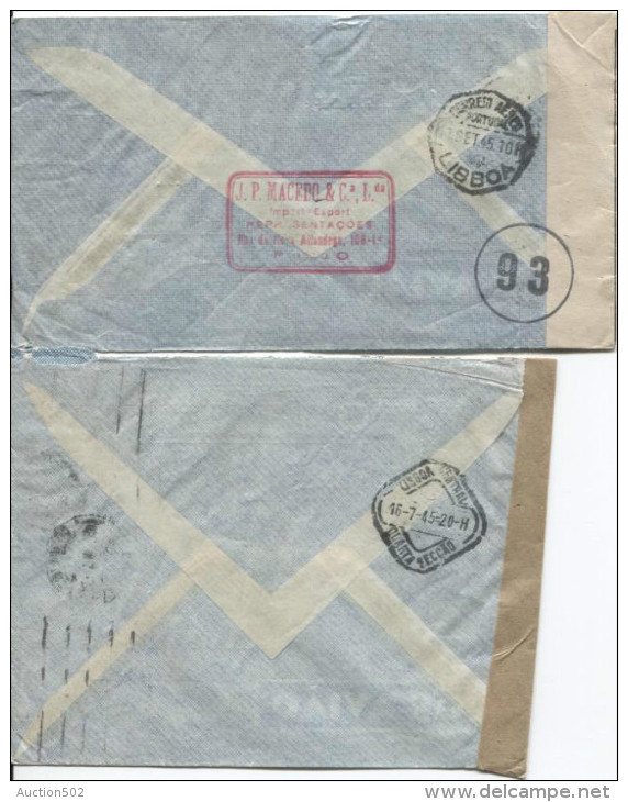 Portugal 4 Covers Lisboa&Porto 1945 Censored (Belgian Censor Contrôle Des Communications) To Waasmunster PR516 - Lettres & Documents