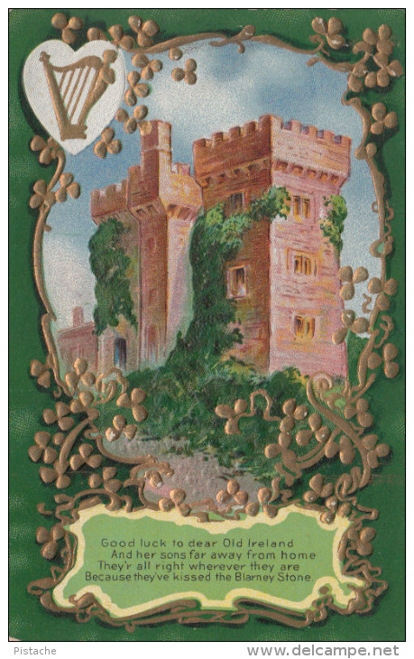 St. Patrick Series # 4 - Irish Castle - Gold Embossing - Embossed - VG Condition - Unused - 2 Scans - Saint-Patrick's Day