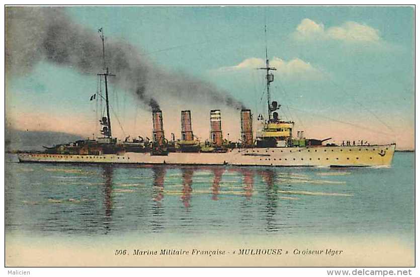 Themes Div-ref G818- Bateaux - Bateau -marine De Guerre -* Mulhouse *- Croiseur Leger  -carte Bon Etat - - Guerra