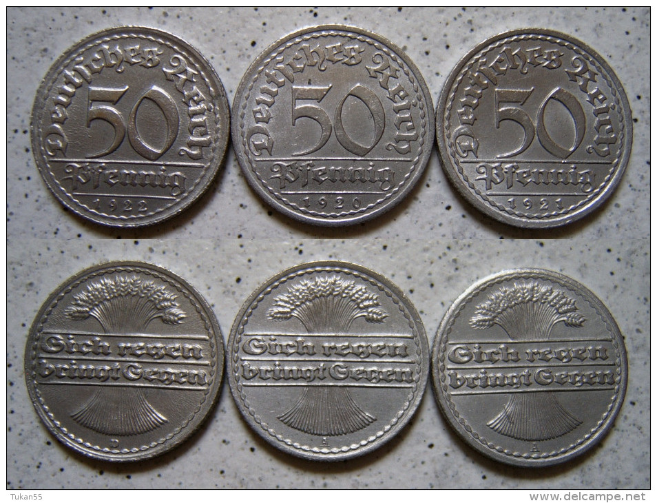 Dt. Reich Weimarer Rep. Münzen                                  (X63) - 50 Renten- & 50 Reichspfennig