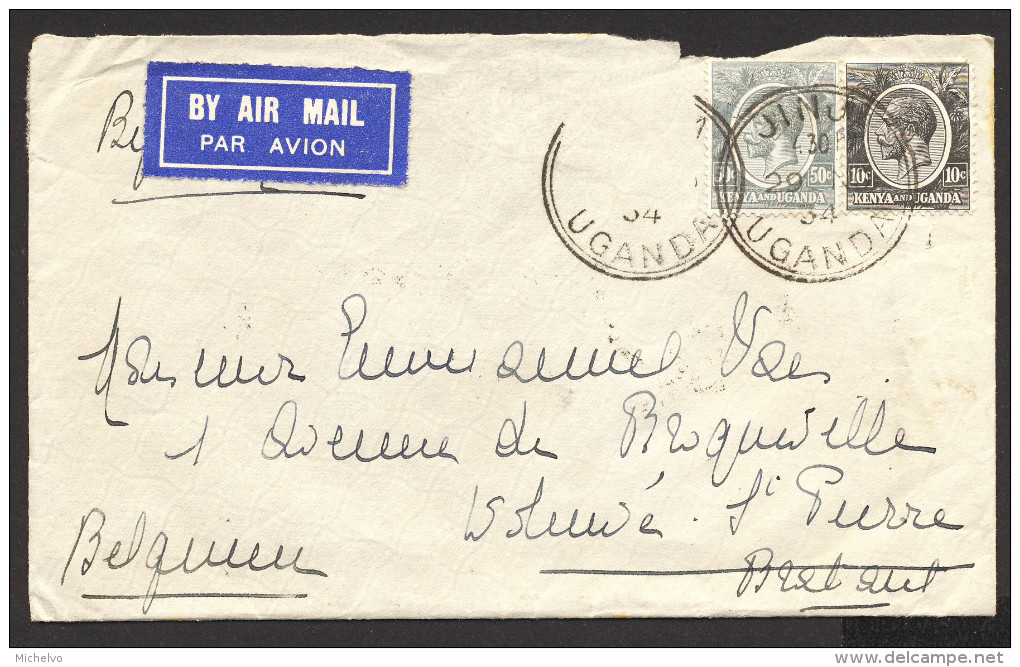 Kenya Uganda Kampala 1934 Air Mail Cover To Belgium - Kenya & Uganda