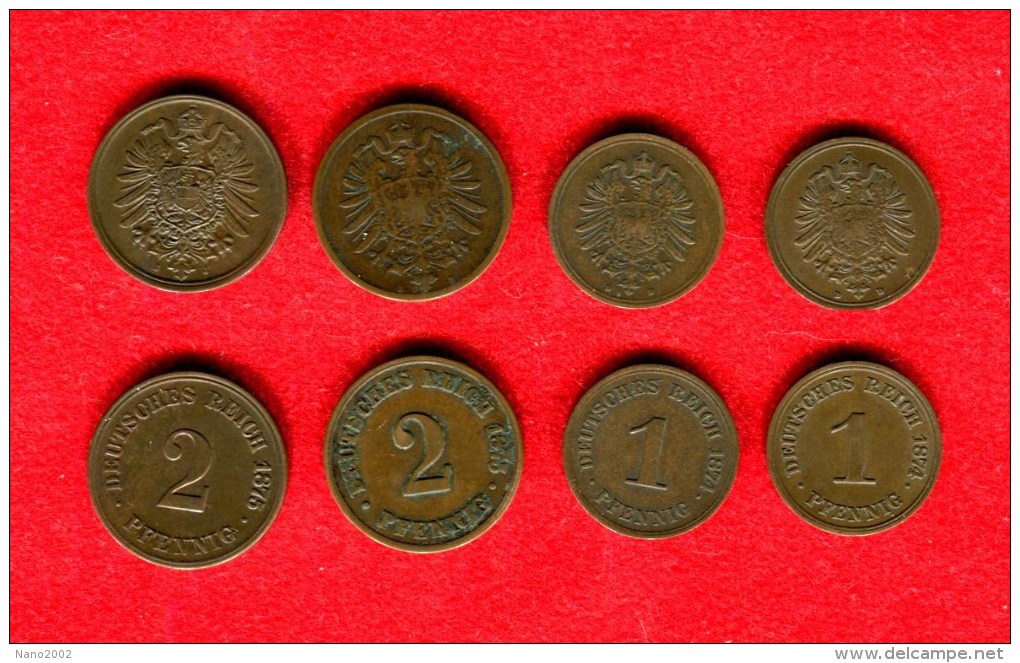 ALLEMAGNE - DEUTSCHLAND - GERMANY - LOT 2 PFENNIG 1875 B, 1875 J - 1 PFENNIG  1874 D X2 - 25 Pfennig
