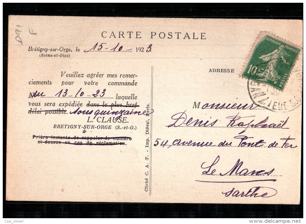 91 BRETIGNY SUR ORGE Usine, Etablissements Clause, Vue Aérienne, Gare, Champs D'Essais, Ed CAF, 1923 - Bretigny Sur Orge
