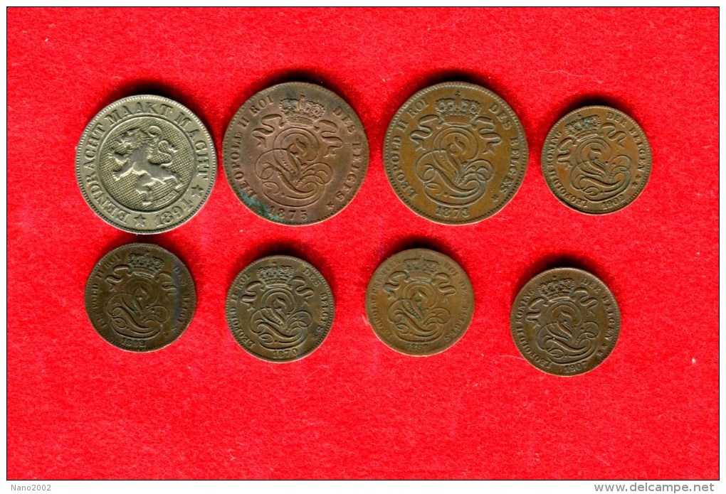 BELGIQUE - BELGIUM -  LOT 1 CENTIME 1862, 1870? 1882, 1902, 1907 - 2 CENTIMES  1873, 1875 - 10 CENT. 1894 - 5 Cent