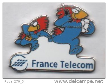 Beau Pin´s En EGF , France Télécom , Football , Coupe Du Monde France 98 , Footix - France Telecom
