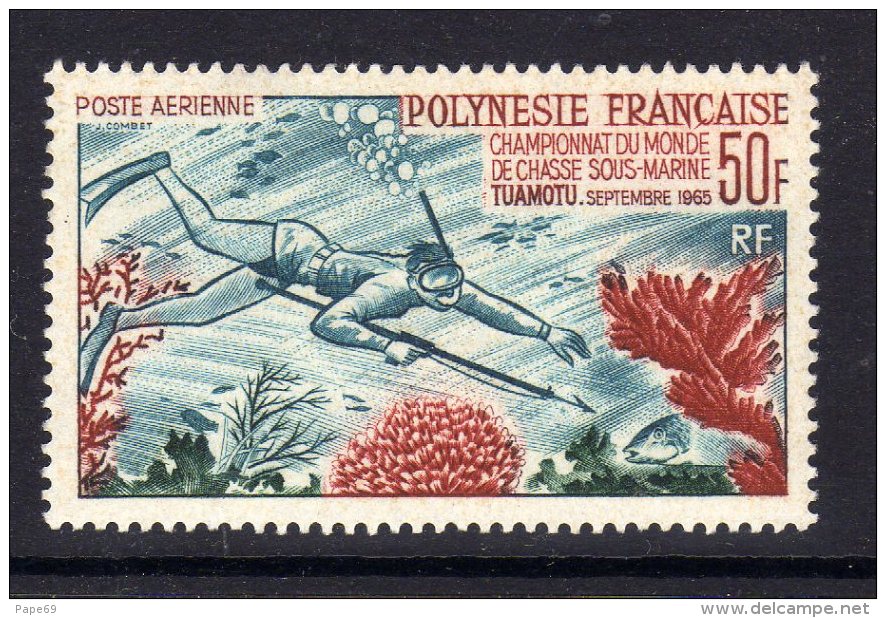 Polynésie PA N° 14 XX  Championnats Du Monde De Chasse Sous-marine à Tuamotu, Sans Charnière, TB - Unused Stamps