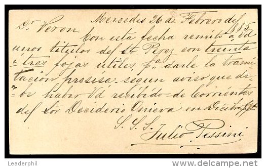 ARGENTINA MERCEDES TO GOYA (CORRIENTES) Postal Stationery 1885 VF - Entiers Postaux