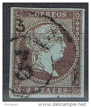 Sello 2 Reales 1856 Isabel II, Rueda Carreta 3 De CADIZ,  Num 42 º - Usados