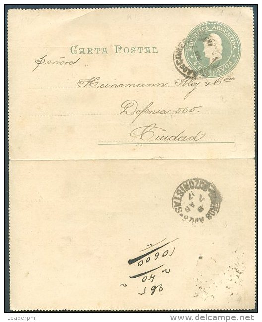 ARGENTINA Circulated Postal Stationery 1898 W/Advertising VF - Postal Stationery