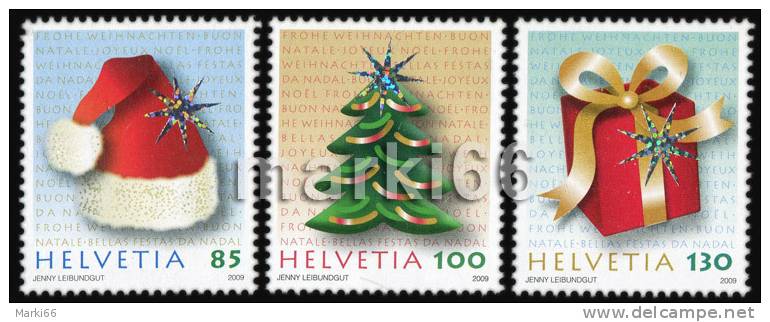 Switzerland - 2009 - Christmas - Mint Stamps With Holographic Stars - Ungebraucht