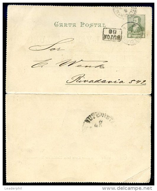 ARGENTINA Postal Stationery 1892 W/Advertising VF - Postal Stationery