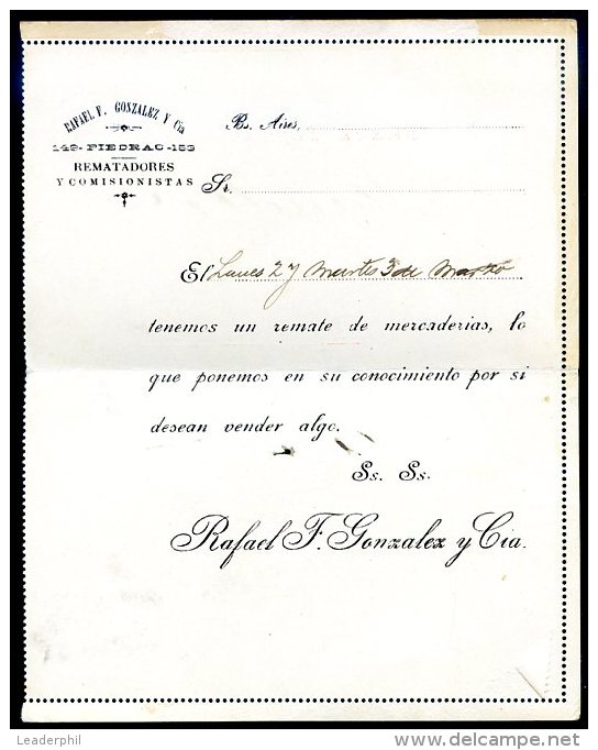 ARGENTINA Postal Stationery 1903 W/Advertising On The Back, VF - Postal Stationery