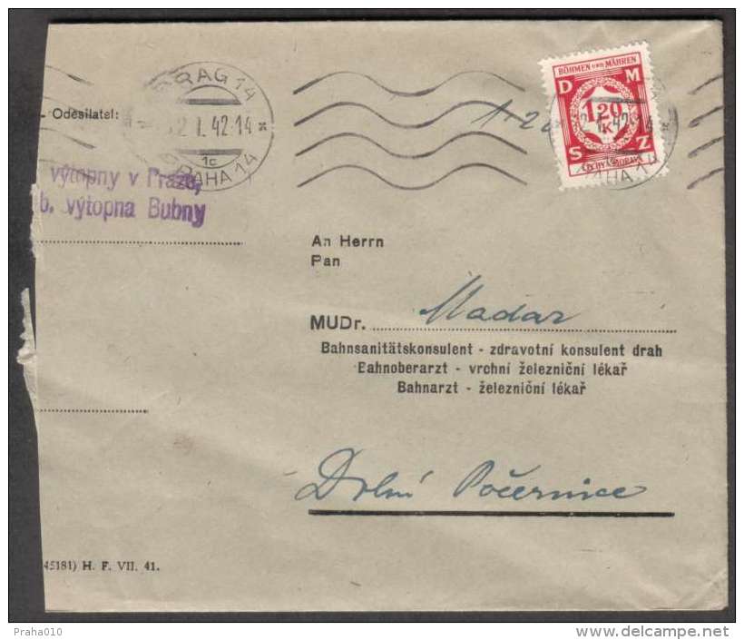 BuM0883 - Böhmen Und Mähren (1942) Prag 14 - Praha 14 (machine Postmark) Letter, Tariff: 1,20K - Covers & Documents