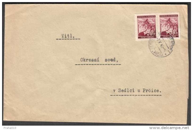 BuM0838 - Böhmen Und Mähren (1940) Sedletz Bei Pertschitz - Sedlec U Prcice (letter) Tariff: 60h (local Tariff!!) - Covers & Documents
