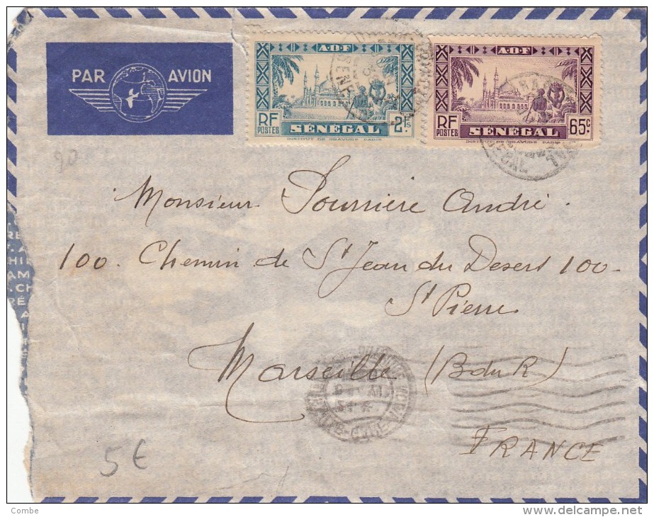 1938, LETTRE , SENEGAL, DAKAR Pour La FRANCE,  Yv 133.126 /1224 - Storia Postale