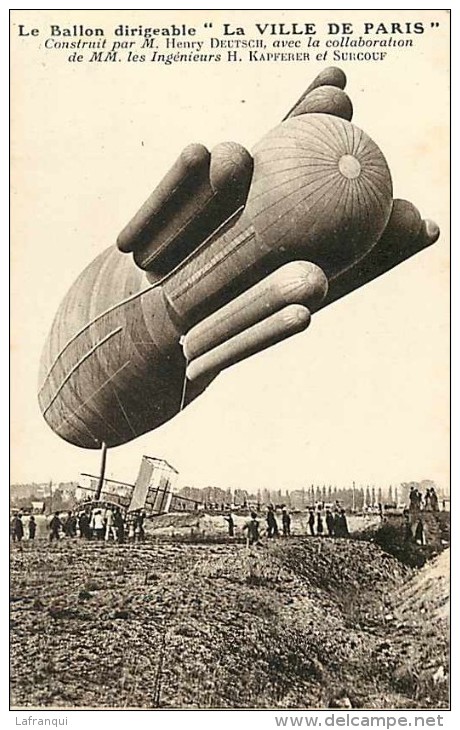 Themes Div-ref H319- Aviation -dirigeable - Le Ballon Dirigeable *la Ville De Paris * - Carte Bon Etat - - Airships