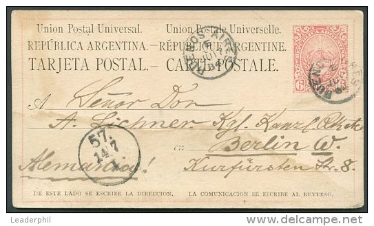 ARGENTINA TO GERMANY Postal Stationery 1884 VF - Postal Stationery