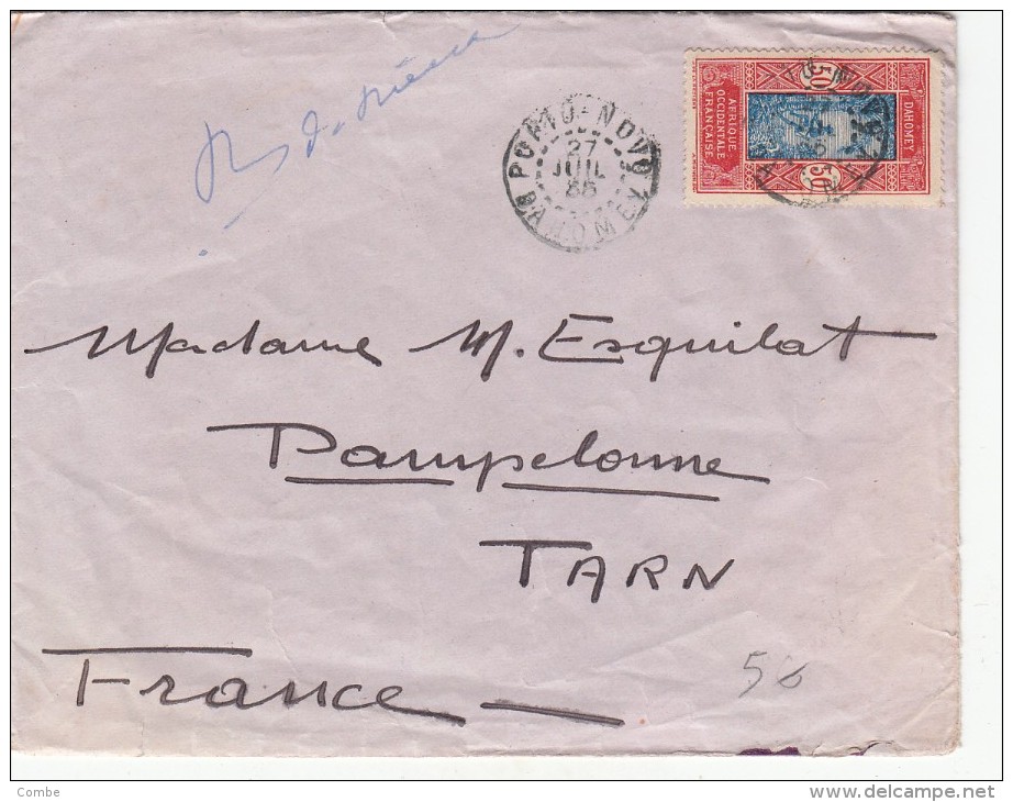1935, LETTRE , DAHOMEY, COTONOU  Pour La FRANCE, Yv  Seul 74,   /5096 - Covers & Documents