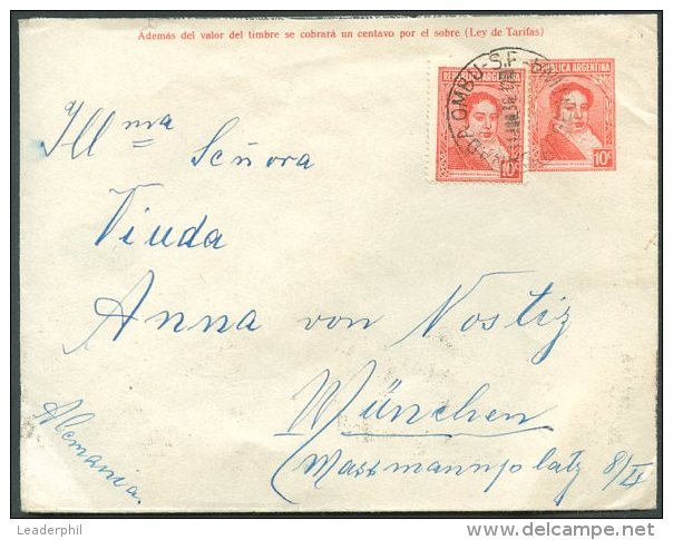 ARGENTINA TO GERMANY P Stationery + Stamp Cañada Ombu Cancellation Very Rare! VF - Postal Stationery