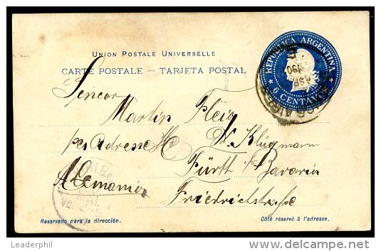 ARGENTINA TO GERMANY Postal Stationery 1901 VF - Postal Stationery