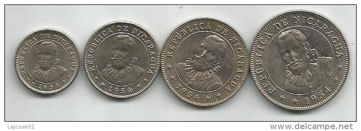 Nicaragua 5 - 10 - 25 - 50 Centavos 1954. High Grade - Nicaragua