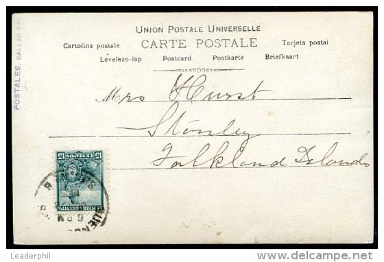 ARGENTINA TO FALKLAND Circulated Postcard 1905 VERY RARE DESTINATION, FVF - Oblitérés