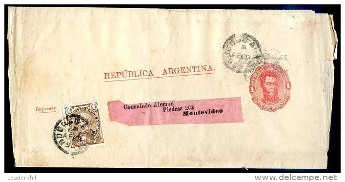 ARGENTINA TO URUGUAY Old Consular Wrapper W/Stamp VF - Postal Stationery
