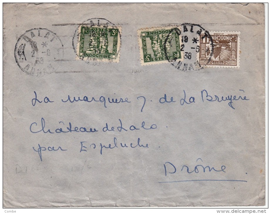 1938, LETTRE , INDOCHINE, DALAT ANNAM Pour La FRANCE,    /5115 - Lettres & Documents
