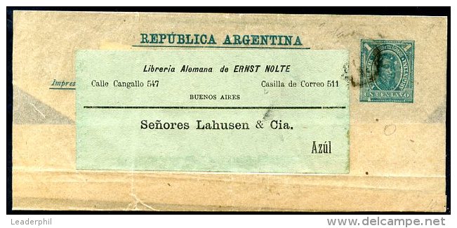 ARGENTINA BUENOS AIRES TO AZUL Old Wrapper Transparent Paper VF - Entiers Postaux