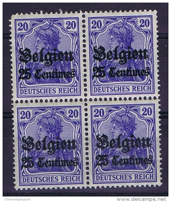 Deutsche Reich: Belgium 1914 Mi Nr 4 4-block MNH/** - Besetzungen 1914-18