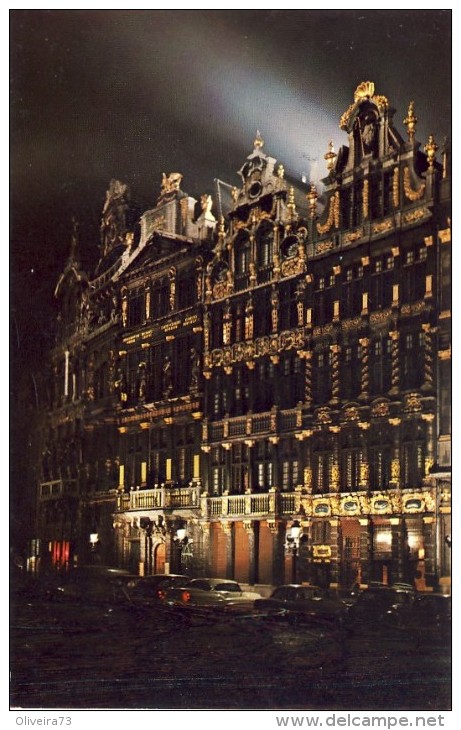 BRUXELLES - BRUSSEL - Grand-Place - 2 Scans  (VINTAGE POSTCARD) - Brussels By Night