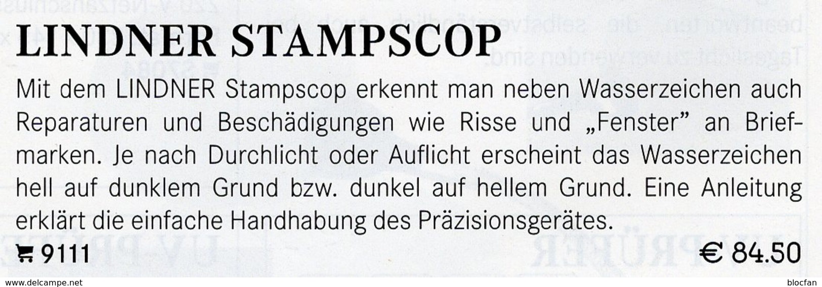 Stampscope Wasserzeichen-Sucher Neu 85€ Prüfen Von WZ Auf Briefmarken Check Of Stamps Paper Wmkd. LINDNER Offer9111 - Pinzetten, Lupen, Mikroskope