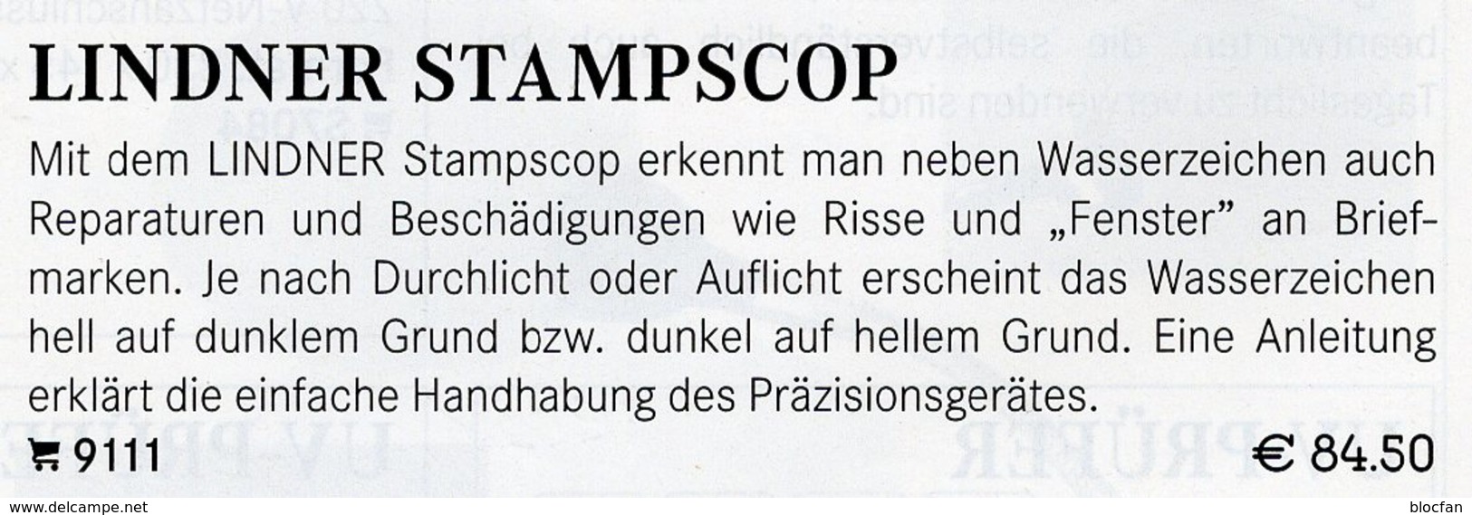 Wasserzeichen-Sucher Stampscope Neu 85€ LINDNER Prüfen Von WZ Auf Briefmarken Check Of Stamps Paper Wmkd.offer 9111 - Autres & Non Classés