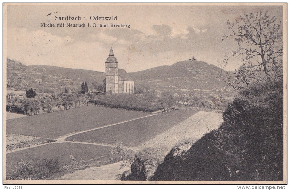 Sandbach Im Odenwald, Kirche Mit Neustadt Und Breuberg - Odenwald