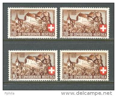 1939 SWITZERLAND PRO PATRIA 4x Sets MICHEL: 356 MH * - Unused Stamps