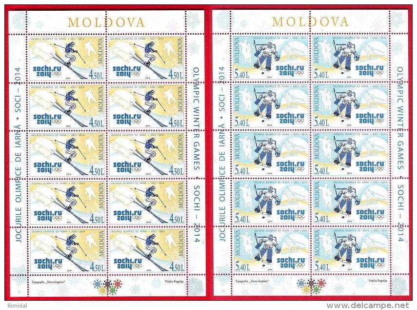 Moldova, 2 Sheetlets, Winter Olympic Games - Sochi, 2014 - Winter 2014: Sotschi