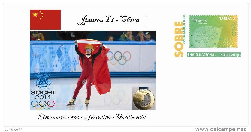 Spain 2014 - XXII Olimpics Winter Games Sochi 2014 Special Prepaid Cover - Jianrou Li - Winter 2014: Sochi