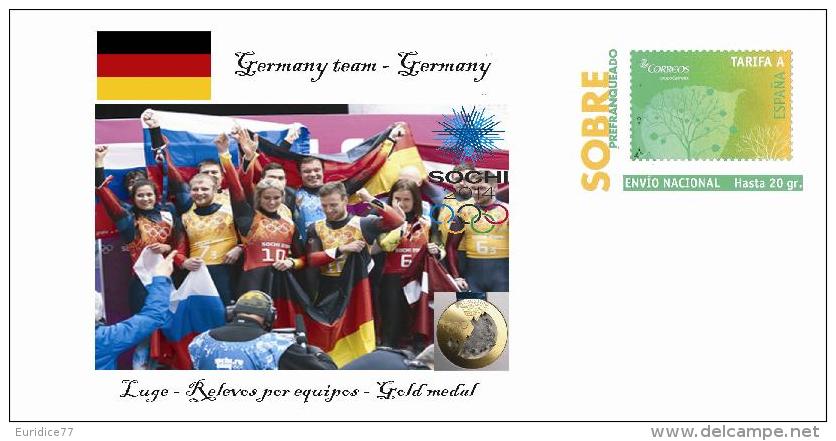 Spain 2014 - XXII Olimpics Winter Games Sochi 2014 Special Prepaid Cover - Luge Germany Team - Winter 2014: Sotschi