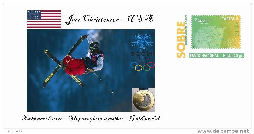 Spain 2014 - XXII Olimpics Winter Games Sochi 2014 Special Prepaid Cover - Joss Christensen - Winter 2014: Sochi