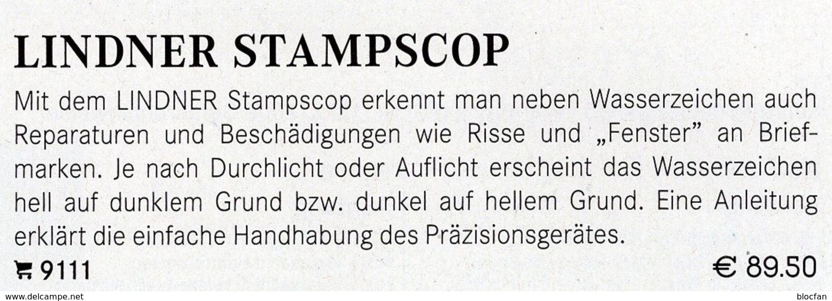 Wasserzeichen-Sucher STAMPSCOP Neu 90€ Prüfen Von WZ Auf Briefmarken Check Of Stamps Paper Wmkd. LINDNER Offer 9111 - Other & Unclassified