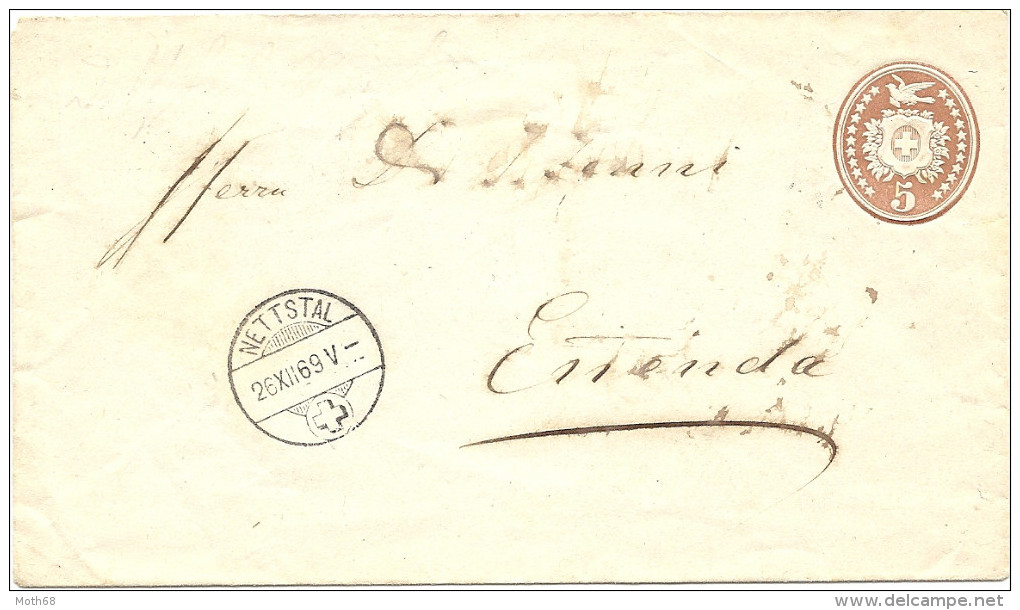 1869 5 Rp. Tüblibrief Netzzstal Nach Enneda Glarus - Ganzsachen