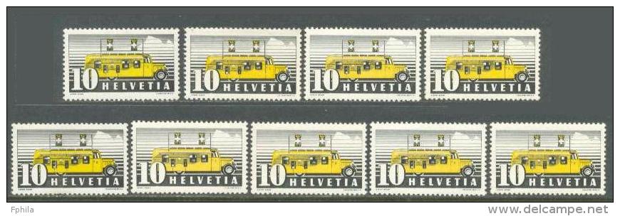 1937 SWITZERLAND AUTOPOST 9x Sets MICHEL: 311 TYPE I MNH ** - Neufs