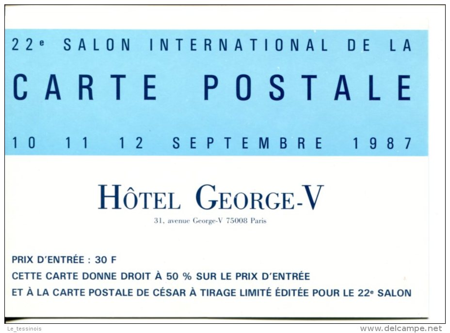 PARIS - 22e Salon De La Carte Postale Au George V 1987 - Bourses & Salons De Collections