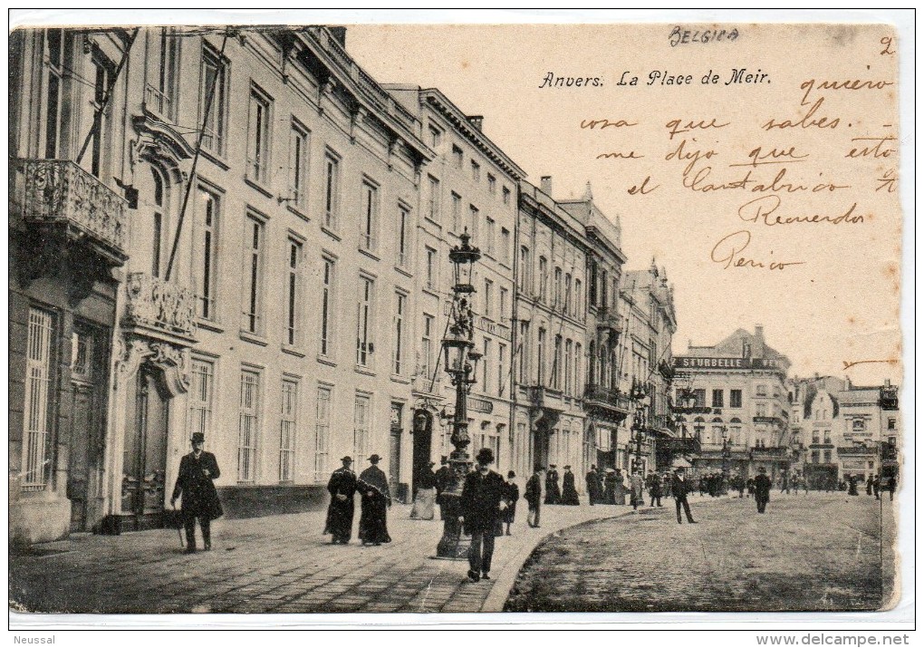 Tarjeta Postal De Anvers. La Place De Meir. - Otros & Sin Clasificación