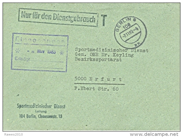 DDR Berlin TGST 1983 Nur Für Den Dienstgebrauch Sportmedizinischer Dienst Der DDR Leitung - Covers & Documents