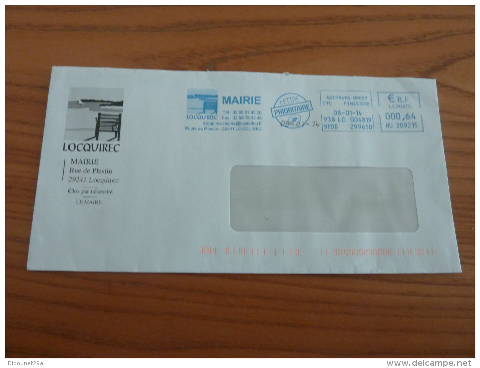 Lettre MAIRIE DE LOCQUIREC (29), Avec EMA "MAIRIE DE LOCQUIREC - GUIPAVAS BREST CTC (29) - 0,64€" - Covers & Documents