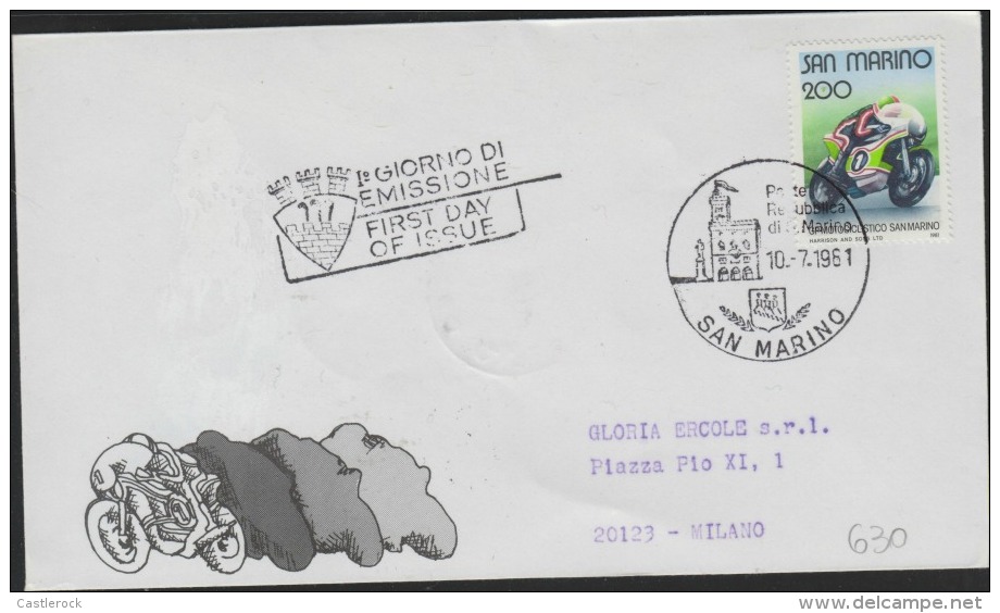 O) 1961 SAN MARINO, MOTORCYCLE SPEED, FDC USED TO MILAN - FDC